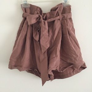 Blush paper bag high waisted shorts