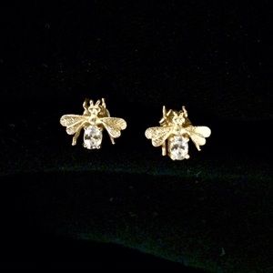 Bee earrings, gold & diamond