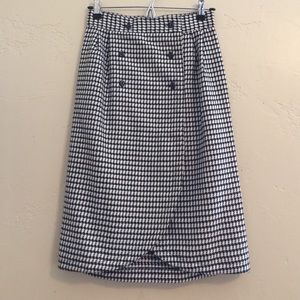 Vintage Houndstooth Black and White Skirt