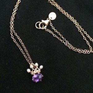 Golden necklace, pearl, purple stone