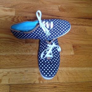 Blue with white polka dot Keds
