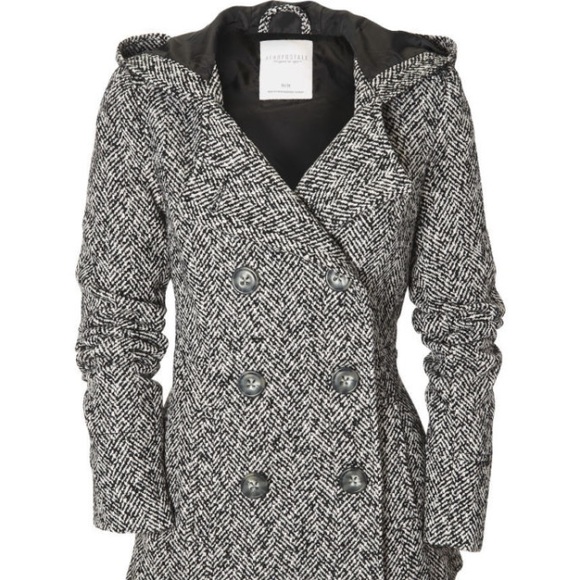 Herringbone Hooded Pea Coat