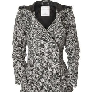 Herringbone Hooded Pea Coat