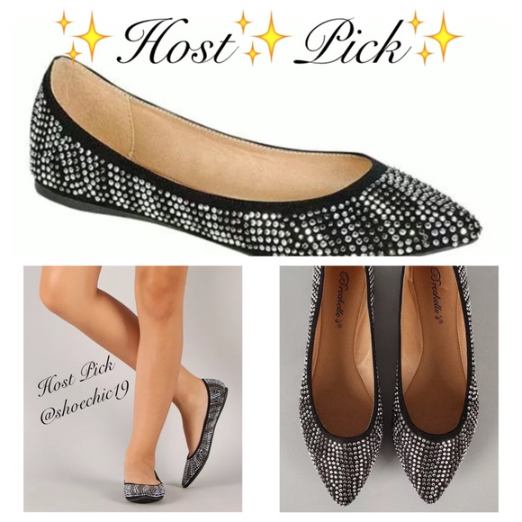 Breckelles Shoes - 2x HP Black gold & silver beaded rhinestone flats