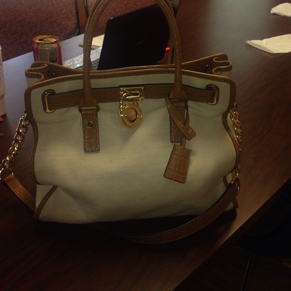 Michael Kors brown and cream Authentic large bag