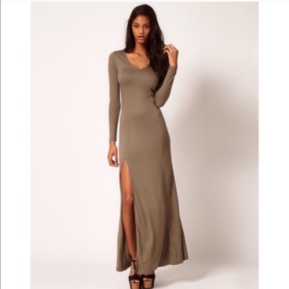 ASOS Olive Long Sleeve Maxi Dress