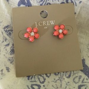 Peach J.Crew flower earrings