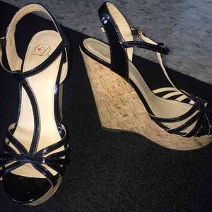 Black wedges, only worn once