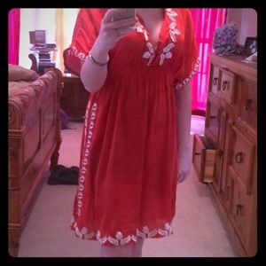Burnt orange embroidered dress/swim coverup