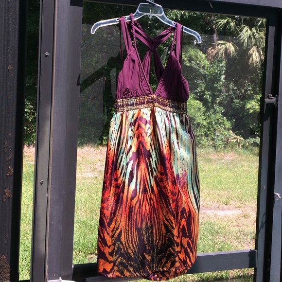 Purple and print dress