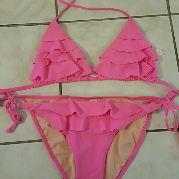 Ruffled pink bathing suit