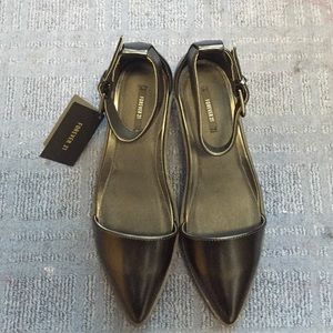 Black Faux leather flats