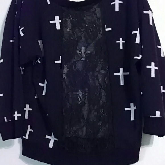 Open back cross print sweater - Picture 2 of 2