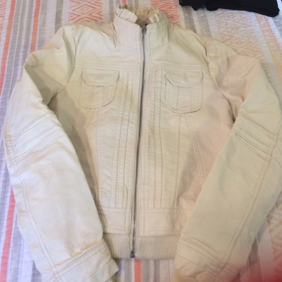 Beige almost white leather jacket