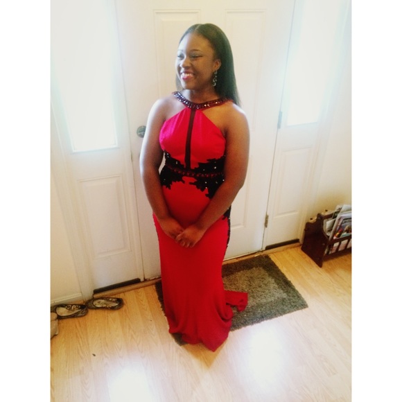 Red and black royal queen prom dress