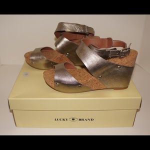 Lucky Brand "Moran" Metallic Wedge Sandals