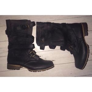 Black combat boots