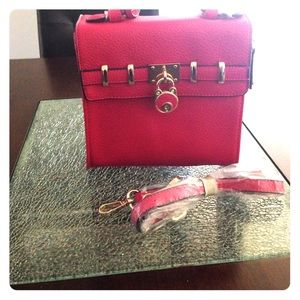 Hot pink messenger bag