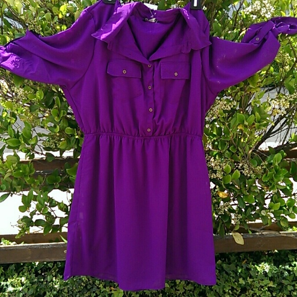 Dresses & Skirts - Flirty Purple Shirt Dress