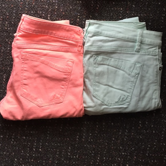 Express Pants - Mint green and coral express jeans