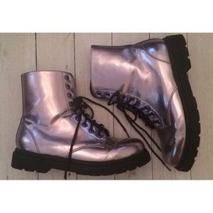 Forever 21 metallic combat boots