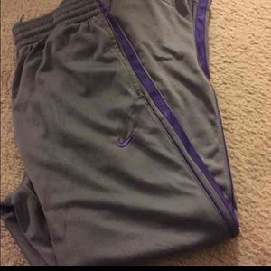 Grey and purple sweat pants from Nike
