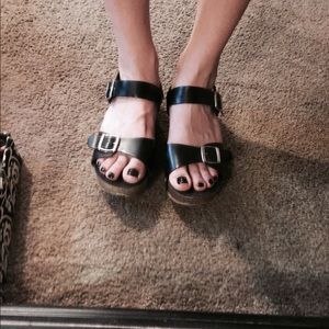 Bamboo Birkenstock style sandal platform shoes