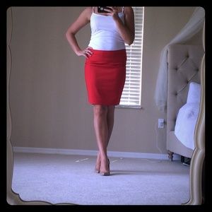 Red pencil skirt