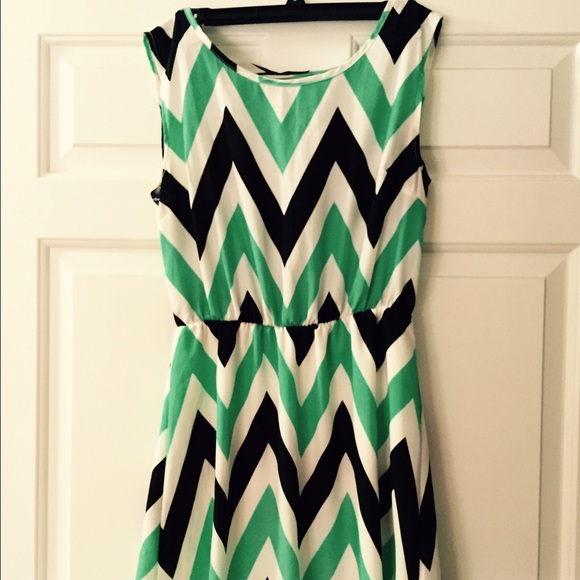 Black and mint chevron dress