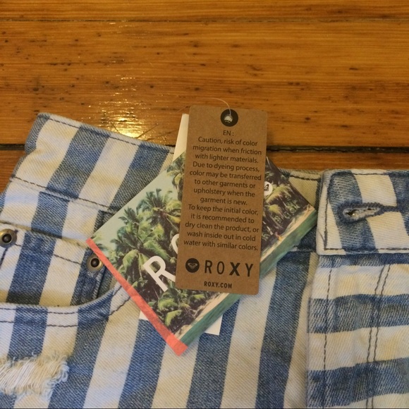 White and blue jeans striped shorts