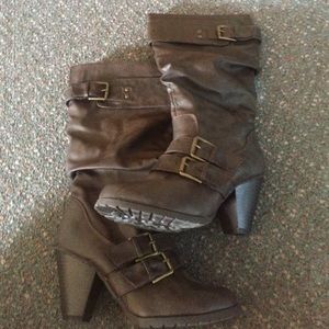 High heeled brown boots!