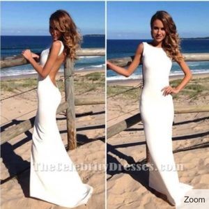 Maxi White Backless Ball Dress