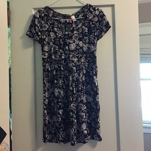 Floral Crinkle Dress with Lace Up Tie Back