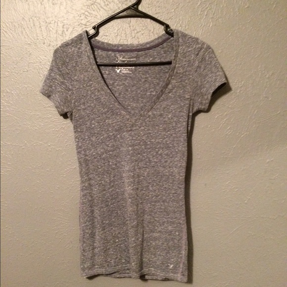 gray blue v neck