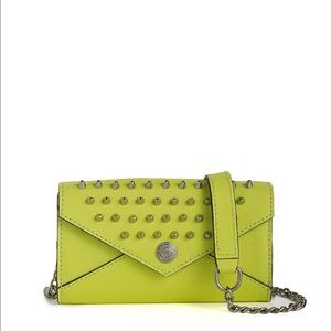 Rebecca Minkoff mini wallet on a chain with studs