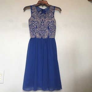 Royal Blue and Silver Homecoming Dress