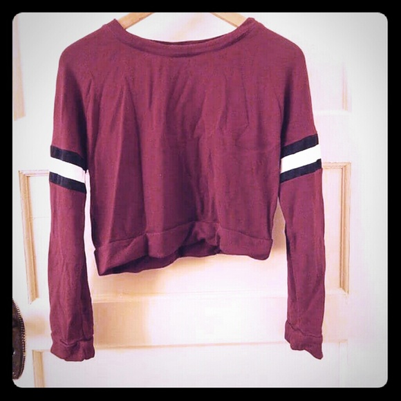 Forever21 Maroon Cropped Stripe Top
