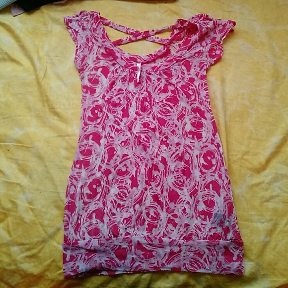 Pink swirly cap sleeve shirt