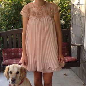 Blush/champagne beaded homecoming dress