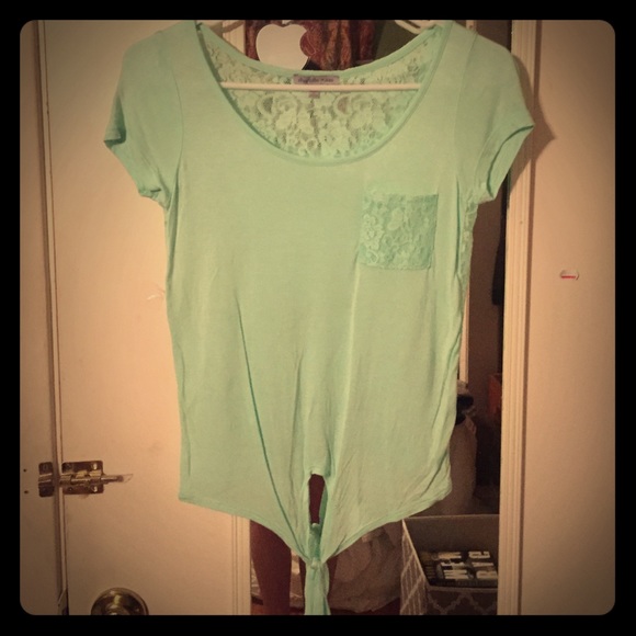 Charlotte Russe mint lace short sleeve shirt