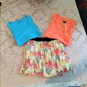 Floral Skirt and tank bundle