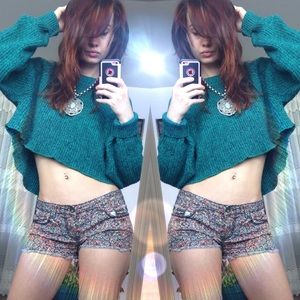 Urban Outfitters teal croptop sweater