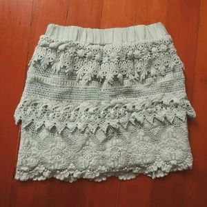 Cute Mint Green Crotchet Lace Pencil Skirt