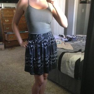 Gray & black A-line smocked skirt with pockets