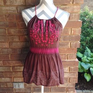 💕Free People Pink Brown Strappy Halter Top Size 6