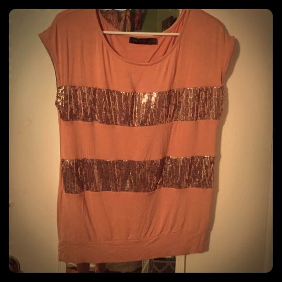 The Limited sequin striped short sleeve top