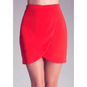 Bebe Meagan Tulip Skirt XS in Romantic Red