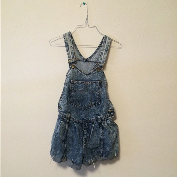 Acid wash overall shorts