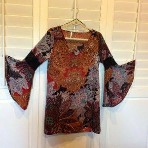 Bell Sleeve Paisley Dress