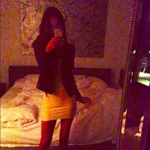 Bebe Yellow Cut Out Shine Dress